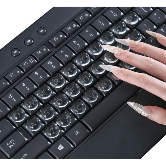 Keyboard Stickers for Long Nails - Clear Glass Long Nail Keyboard Cover, Raised Nail Art Typing Sticker for Laptop, Desktop, PC & Calculator Keycap Device - 54PCS(0.63 x 0.31 inch)