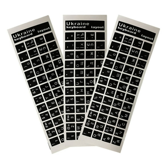 Keyboard Stickers Ukraine Letters Waterproof Durable Button Sticker Matte Black/Clear Background Keypad Cover 13x11mm