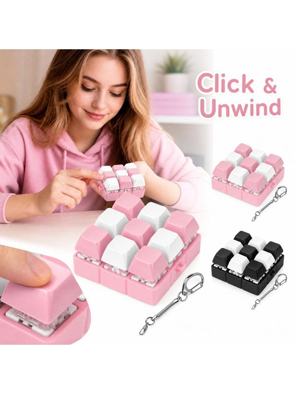 Keyboard Switch Fidget Clicker Toy, Mechanical Keycap Stress Relief Fidget Keychain, Portable Pocket‑Size Sensory Gadget for Desktop, Backpack Carrying, Stress & Anxiety Relief