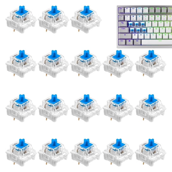 Keyboard Switches, 100 Pcs Blue Keyboard Clicker, Transparent Cover Blue Mechanical Keyboards Switches, Suitable for Led Gaming Keyboards Diy Kits