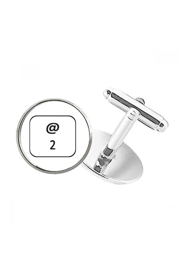 Keyboard Symbol 2 Round Button Cuff Clip Stud Cufflinks