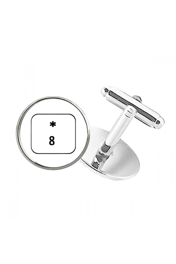 Keyboard Symbol 8 Round Button Cuff Clip Stud Cufflinks