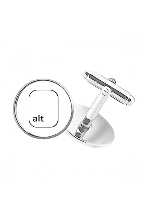 Keyboard Symbol Alt Round Button Cuff Clip Stud Cufflinks