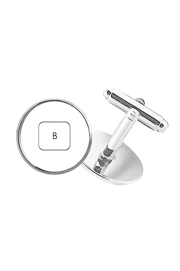 Keyboard Symbol B Round Button Cuff Clip Stud Cufflinks