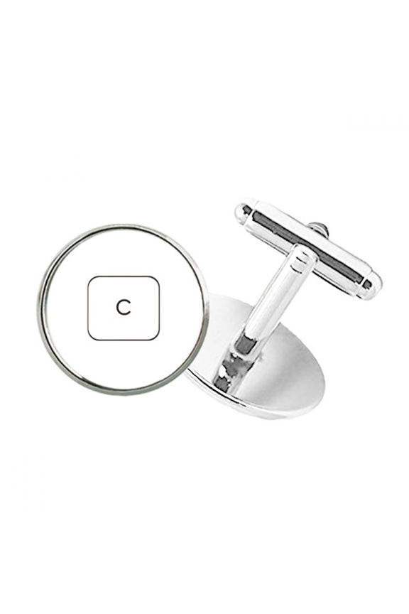 Keyboard Symbol C Round Button Cuff Clip Stud Cufflinks