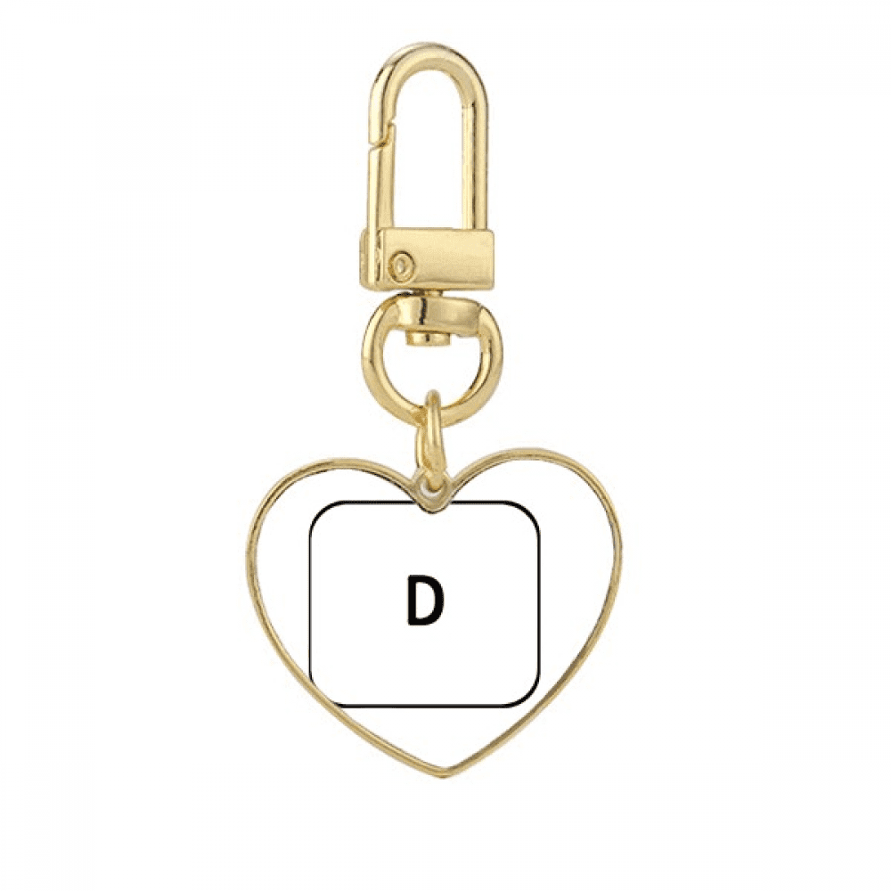 Keyboard Symbol D Art Deco Fashion Gold Heart Keychain Metal Keyring Holder