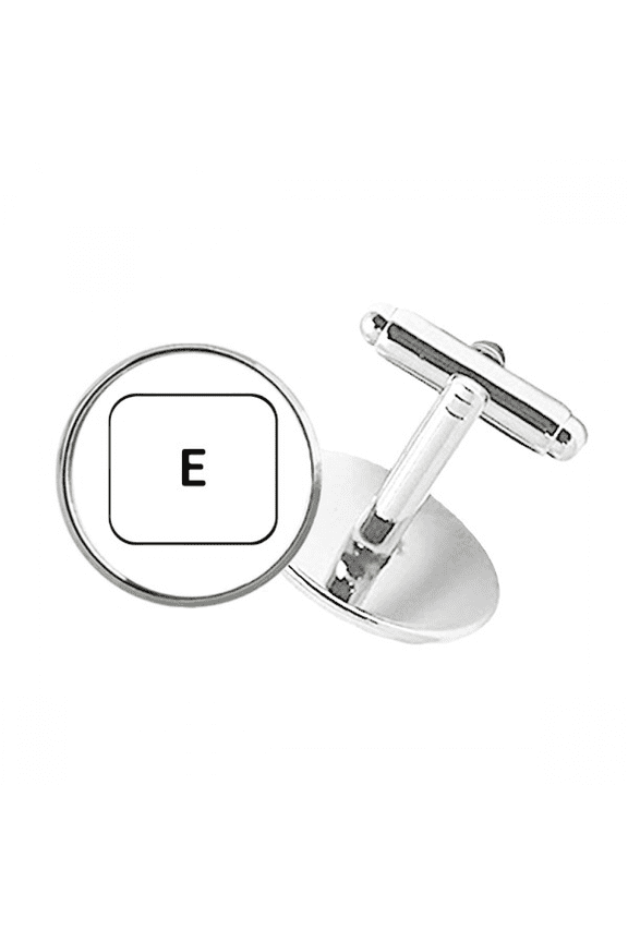 Keyboard Symbol E Round Button Cuff Clip Stud Cufflinks