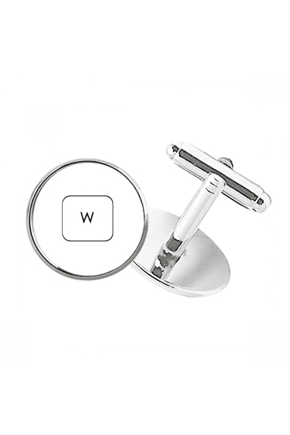 Keyboard Symbol W Round Button Cuff Clip Stud Cufflinks