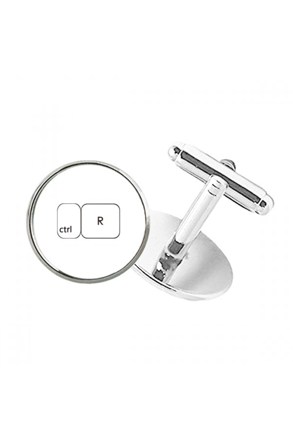 Keyboard Symbol ctrl R Round Button Cuff Clip Stud Cufflinks