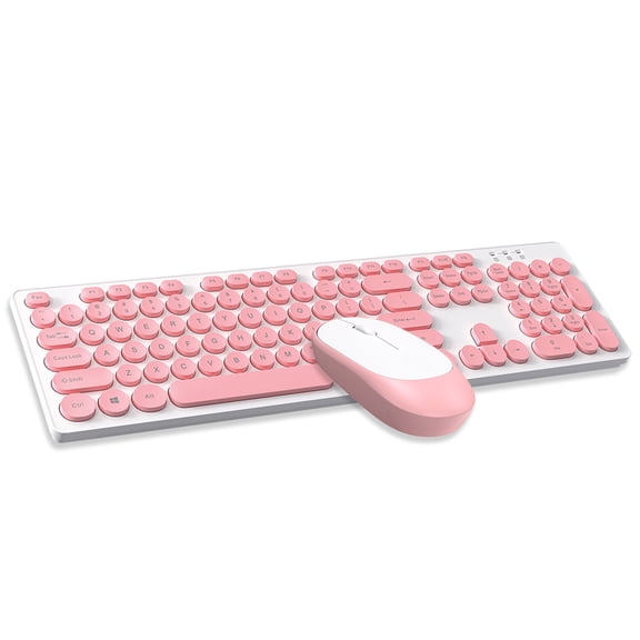 Keyboard T-WOLF TF770 2.4G Wireless Keyboard Mouse Combo  Punk Round Keycap Comfortable Mute Typing Wide Compatibility Pink