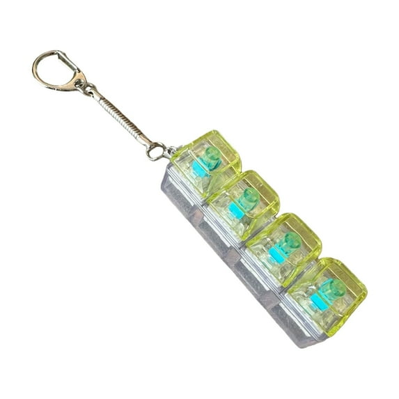 Keyboard Toy 4-Key, LED Light Up Fidget Keychain for Stress, Loud Decompression Tool for Adults, Office Desk Gadget, Fun Gift for Teens