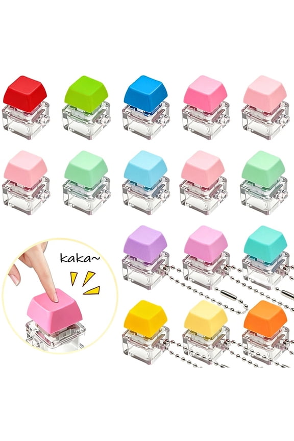 Keyboard Toy Clicker Keyboard Fidget Keychain Decompression Toys Button Stress Relief Gifts for Adult to Relief Stress Pass the Time, Easter Basket Stuffers, Party Favors, Birthday Gift(Macaron)