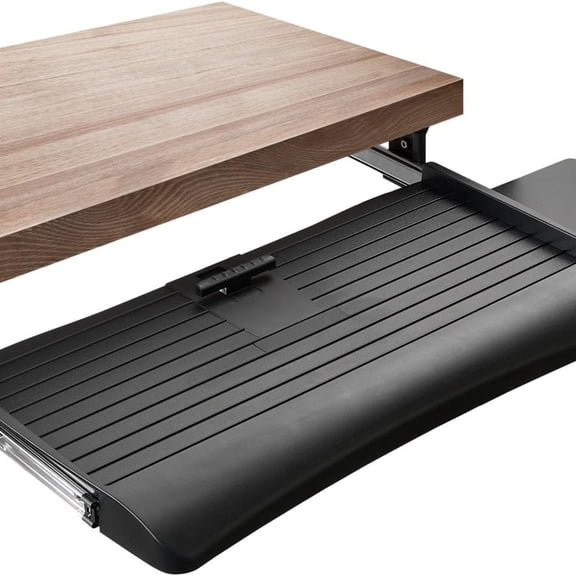 Keyboard Tray Under Desk with Adjustable Mouse Platform Easy-Glide Sliding Drawer Under Desk Slide Out Ergonomic Under Key Board Shelf for Office, Gaming, and Workstations
