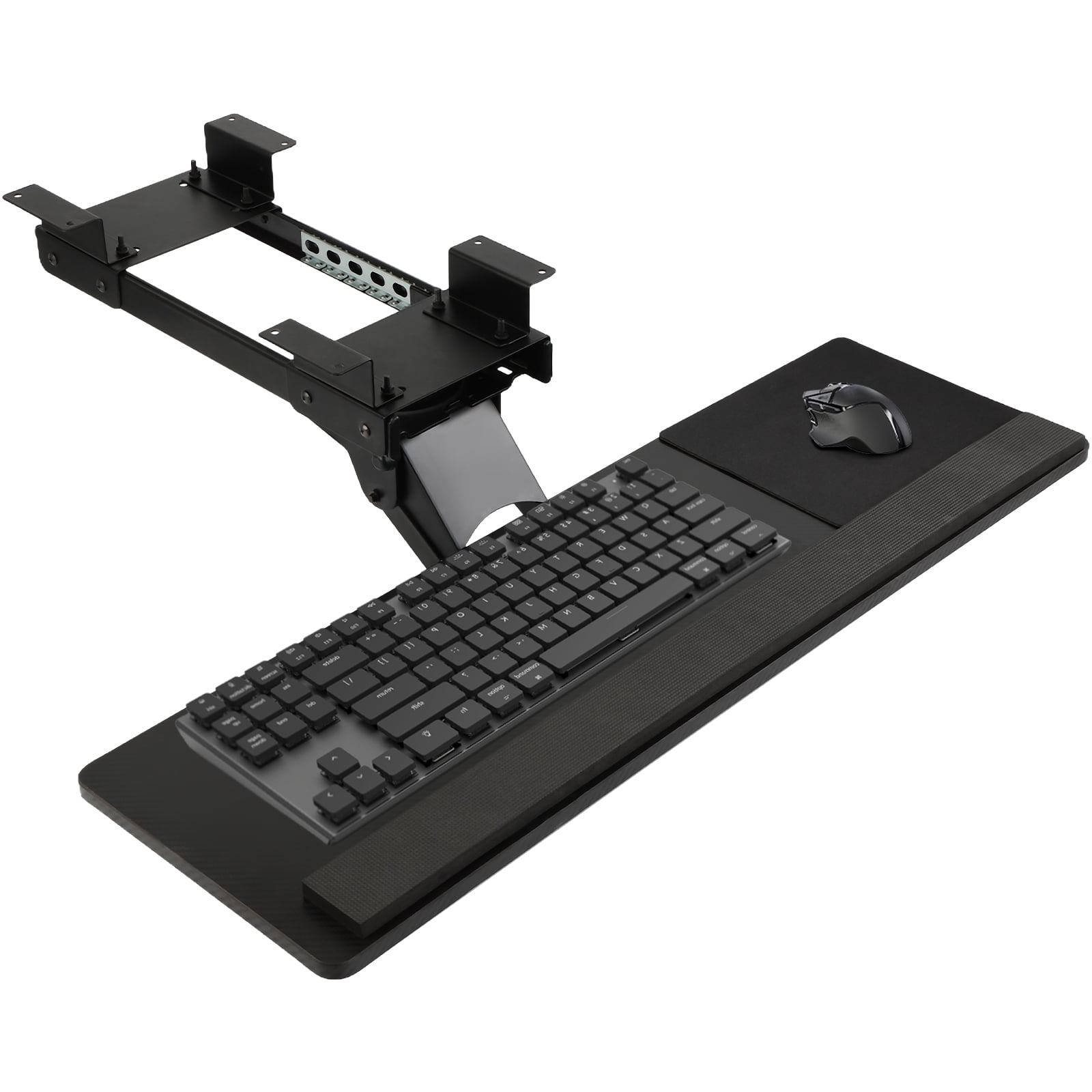 Keyboard Tray - Under Desk Keyboard Tray， 360° Adjustable Slide Out Keyboard Tray Under Desk with Mouse Pad & Wrist Rest， Ergonomic Design Improves Bad Sitting Posture
