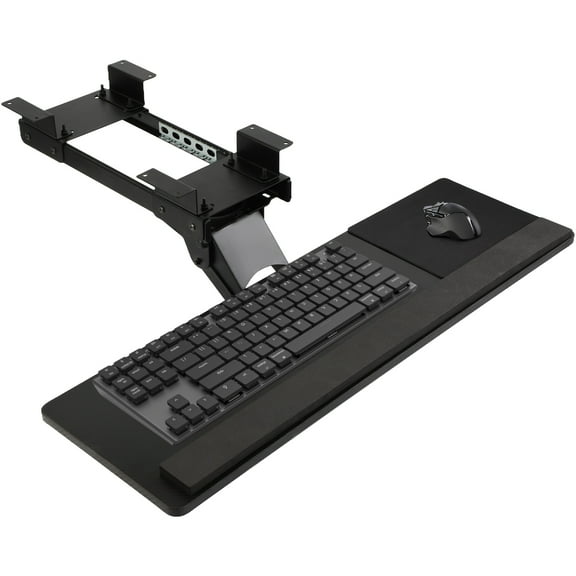 Keyboard Tray - Under Desk Keyboard Tray 360 Adjustable Slide Out Keyboard Tray Under Desk with Mouse Pad & Wrist Rest Ergonomic Design Improves Bad Sitting Posture