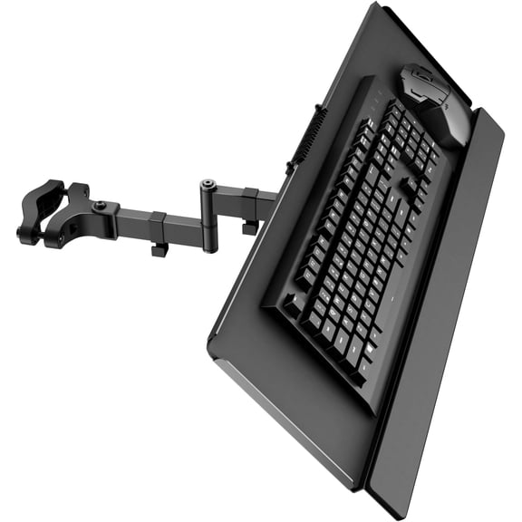 Keyboard Tray Pole Mount - Keyboard & Mouse Mount fits Most Standard and Oversized Keyboards, Tilt & Rotation, Holds up to 2.2lbs, Black