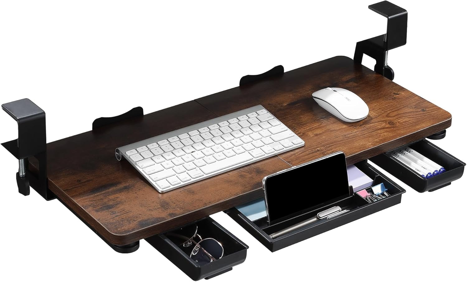 Keyboard Tray Under Desk with Drawer 26.77 X 11.81 Keyboard Tray with C Clamp on Mount Easy to Install Height Adjustable for Home Office