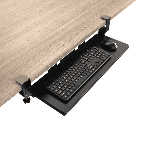 Keyboard Tray Under Desk, Large Size, Silent, Slide-Out Platform, Ergonomic Computer Drawer for Keyboard & Mouse, Black