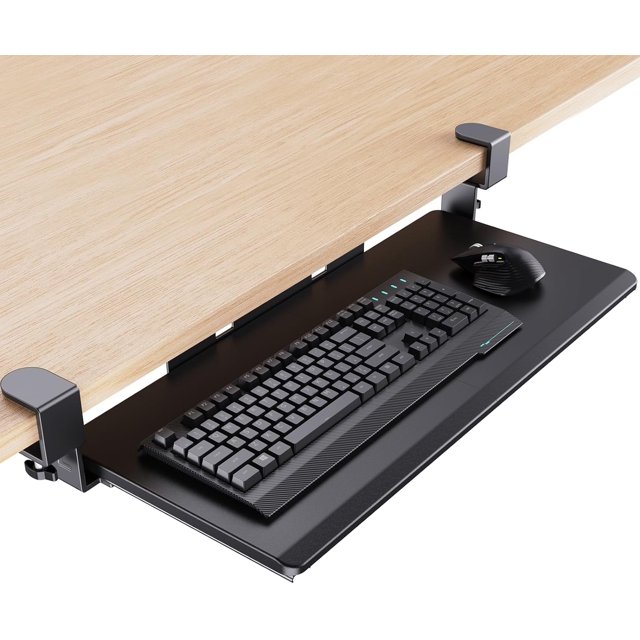 Keyboard Tray Under Desk, Pull Out Keyboard Tray with C Clamp Mount, 26