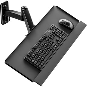 Keyboard Tray Wall Mount ,Sit-Stand 26 Inch Keyboard and Mouse Stand,Height Adjustable Typing Platform,360 Degree Rotation, Holds up to 19.8 lbs, Black