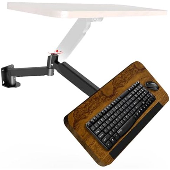Keyboard Tray Wall Mount, Sit-Stand 26 Inch Keyboard and Mouse Tray, Height Adjustable Typing Platform for Office, Medical, Industrial Operation and Sim Racing$$Office