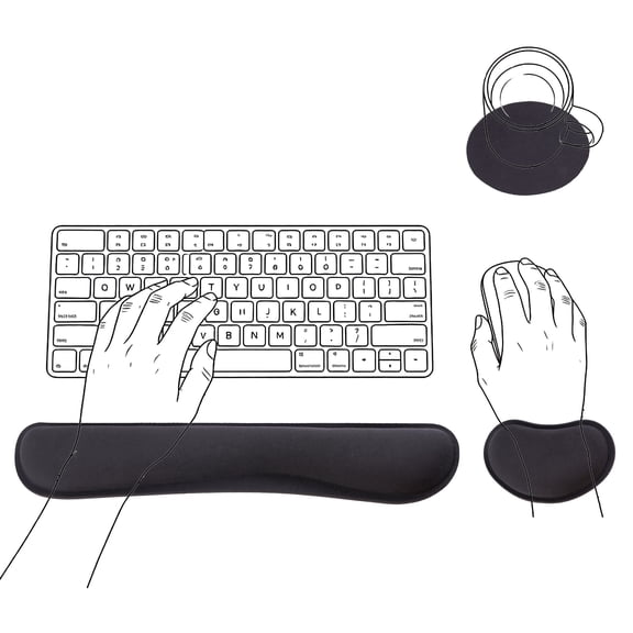 punada Keyboard Wrist Rest, Ergonomic Memory Foam Wrist Rest and Mouse Pad Set with Cup Coaster, Comfortable Stable Grip, Wrist Rest for Computer Keyboard for Typing, Gaming, Office, and Home