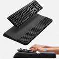 thumbnail image 1 of 2‑in‑1 Ergonomic Keyboard Stand with Memory Foam Wrist Rest, Anti‑Slip Wrist Cushion for Wrist Pain Relief, Comfort Typing Support Pad for Office, Home & School, Black, 1 of 9