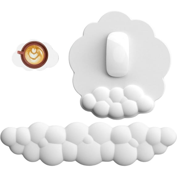 Keyboard Wrist Rest for Computer, Cloud Mouse Pad with Hand Support, Ergonomic Design Non-Slip Base Desk Wrist Pad for Home and Office Computer Laptop Gaming