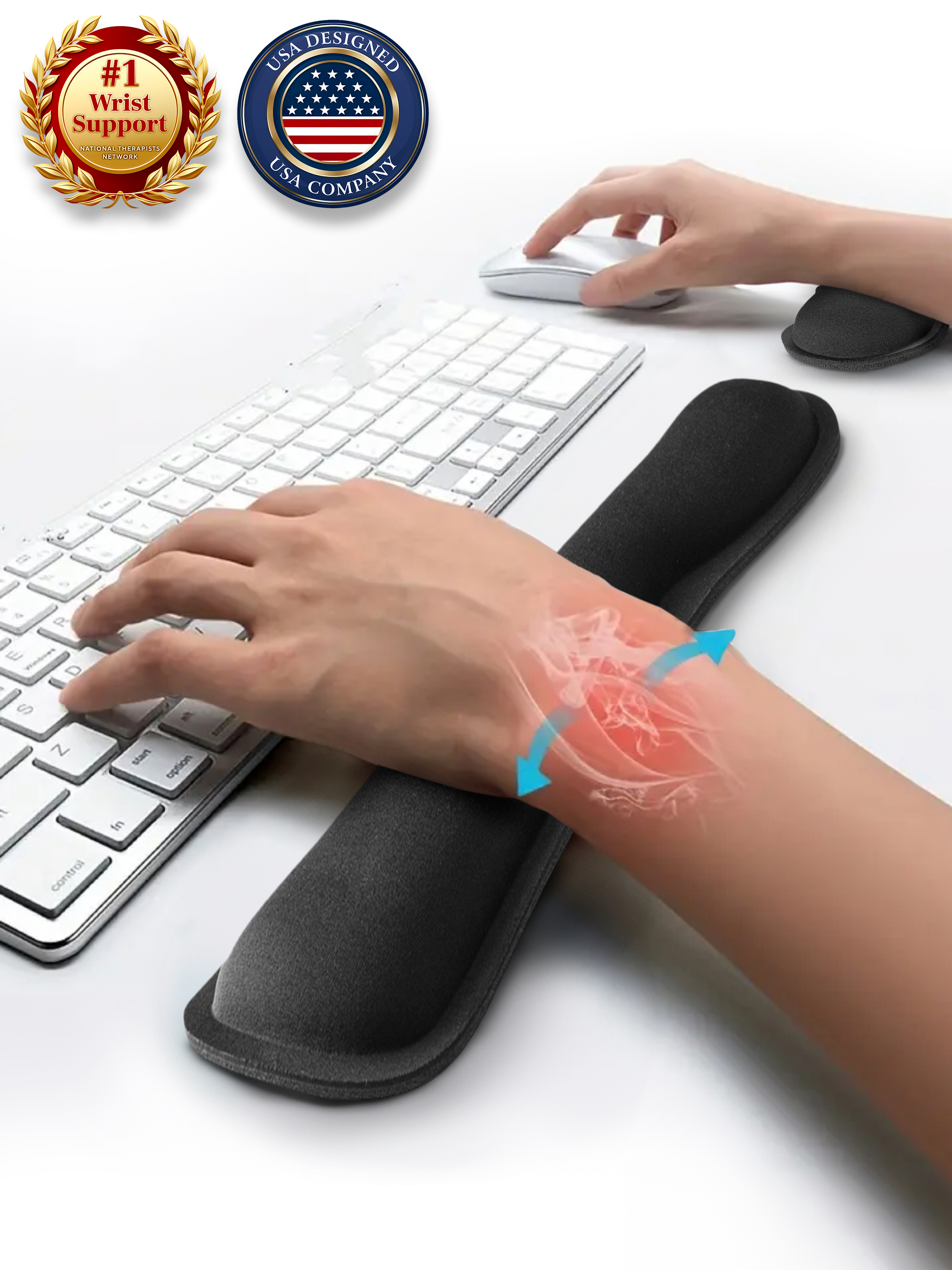 Compucessory, CCS23716, Gel Keyboard Wrist Rest Pads, 1, Gray