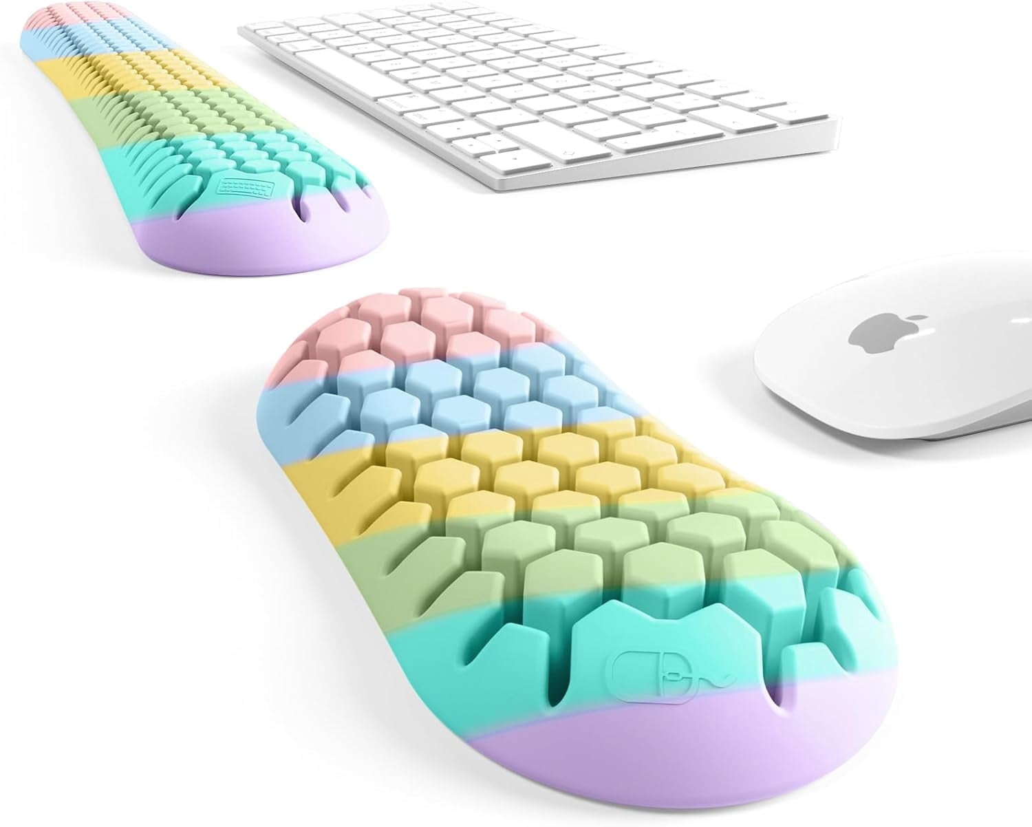 Keyboard Wrist Rest Set, ergonomic wrist pad for keyboard and mouse. Soft silicone wrist rest typing relieves wrist pain, suitable for offices, homes, games, Laptops and computers (Colorful)