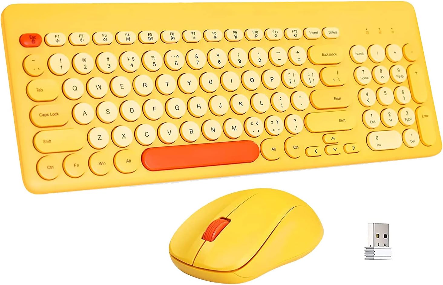 Keyboard and Mouse Combo, 2.4Ghz USB Cordless FullSized Colorful