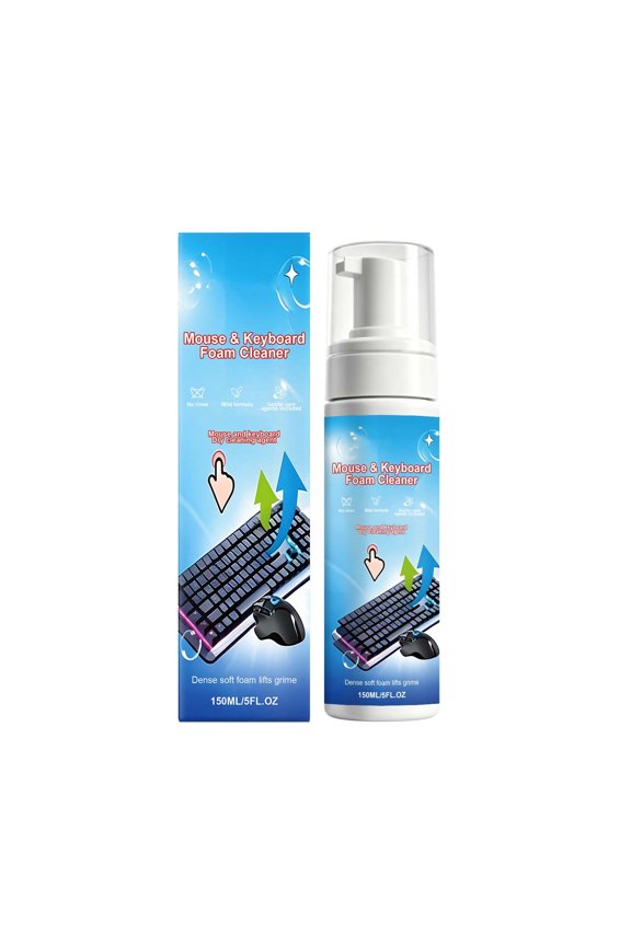 Keyboard and Mouse Foam Cleaner, Dust, Fingerprint and Grime Removal Spray, for Computer Keyboards, Mice and Office Electronics, 150ml