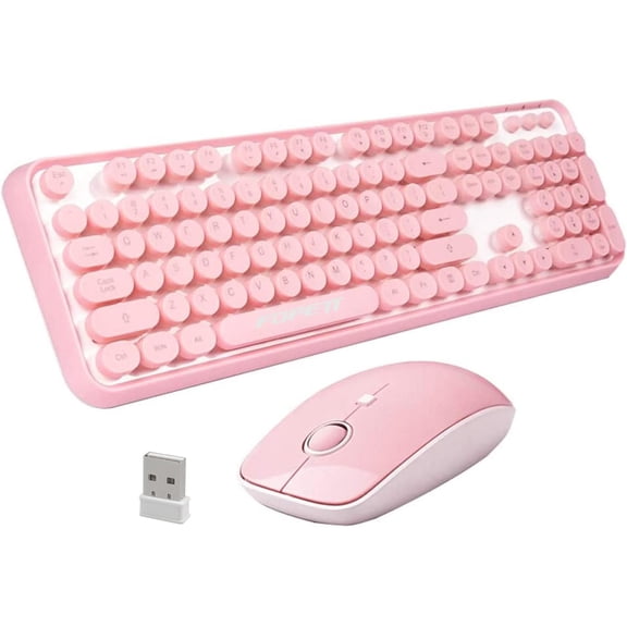 Keyboard and Mouse Sets Wireless, Reliable 2.4 GHz Connectivity for PC,Laptop,Smart TV and More (Pink)