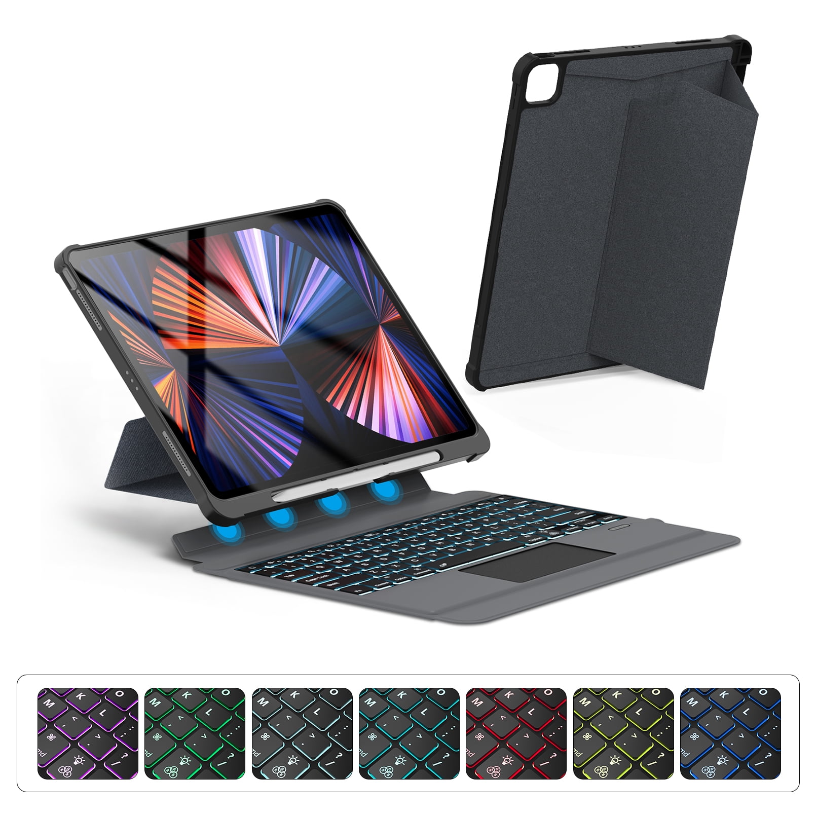 Keyboard for iPad Pro 12.9, 6/5/ 4/ 3 Gen(2022/2021/2020/2018) with Trackpad, Keyboard Case ,Detachable Wireless Bluetooth Keyboard with Backlit, with Pencil Holder