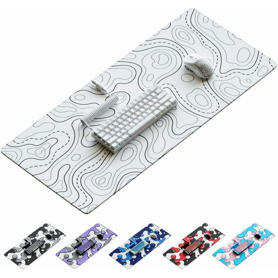 Keyboards XXL Topographic Mouse Pad - Large White Gaming Mousepad - Desk Mat for Keyboard and Mouse - Thick Artisan Mouse Pad for Desk (White Topographic)