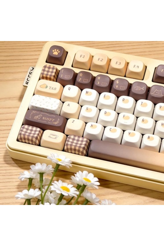 145-Piece Creamy Mango Latte Keycap Set, Cherry & FOA Profile PBT 5-Side Dye-Sublimation for Mechanical Keyboards