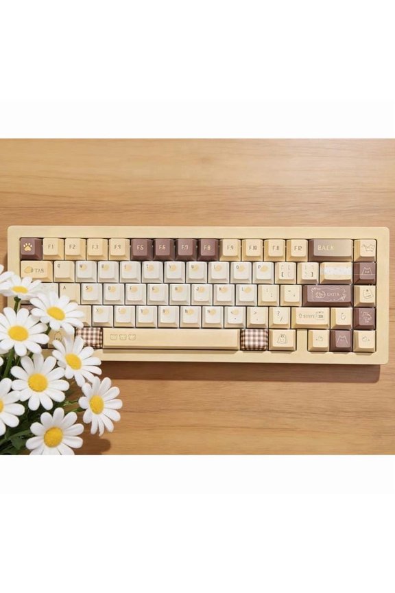 145 Keys Mango Latte PBT Keycap Set, Cherry & FOA Profile 5-Side Dye-Sub Keycaps for Mechanical Keyboards