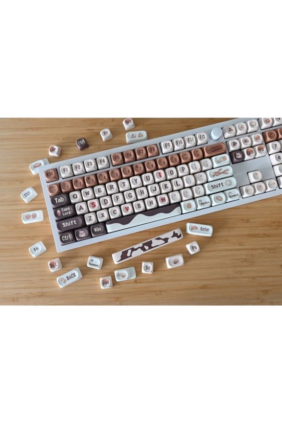 138 Keys Chocolate Coffee Cafe PBT Keycap Set, MOA Profile for Mechanical Keyboards