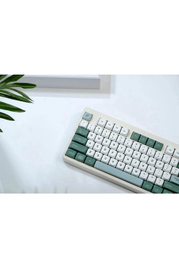120 Keys Sage Green & Cream PBT Keycap Set, MOA Profile for Mechanical Keyboards