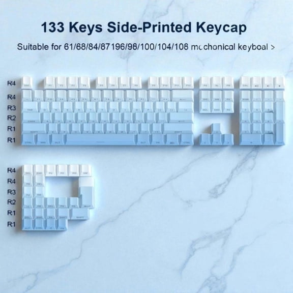 Keycappro Keycap Set, Multi-Color PBT Material, 133 Keys Full Set, RGB Backlit Shine Through, Cherry Profile, Compatible with Cherry MX Switches Mechanical Keyboard