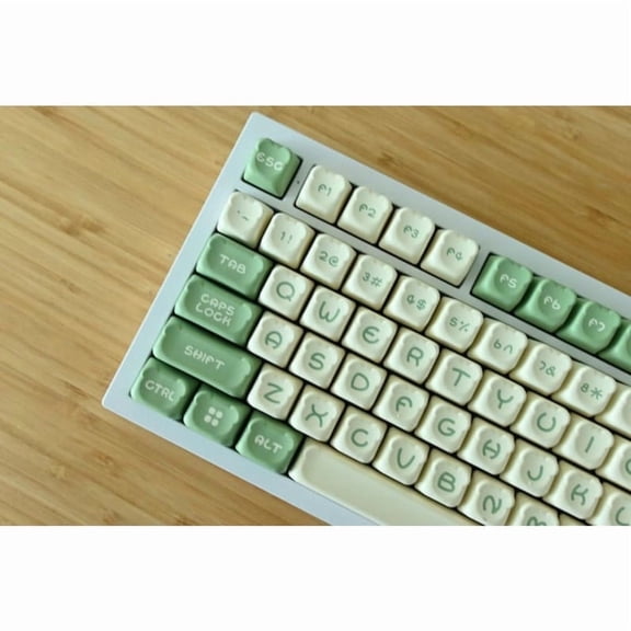 Alikpop 120 Keys Matcha Green Tea PBT Keycap Set, MOA Profile with Bear Ear Design for Mechanical Keyboards