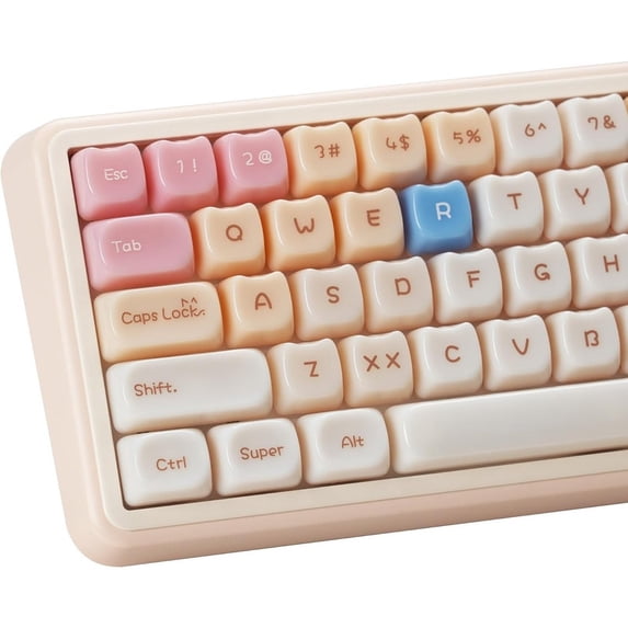 Alikpop 148 Keys MAO Profile Cute Ragdoll Cat Keycaps, Custom Set for 100% 75% 65% 60% Mechanical Keyboards, Cream Pink