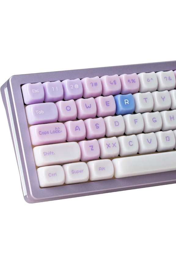Translucent Cute Ragdoll Cat Keycaps, MAO Profile 148 Keys Custom Set, Purple for Mechanical Keyboards