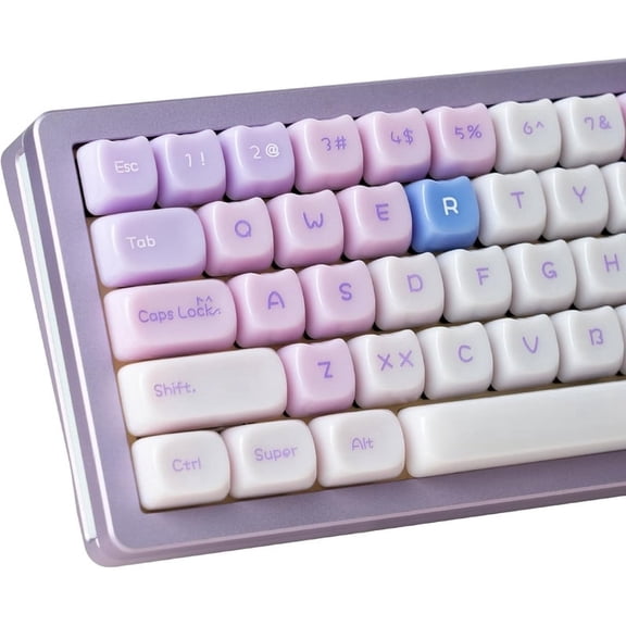 Alikpop Translucent Cute Ragdoll Cat Keycaps, MAO Profile 148 Keys Custom Set, Purple for Mechanical Keyboards
