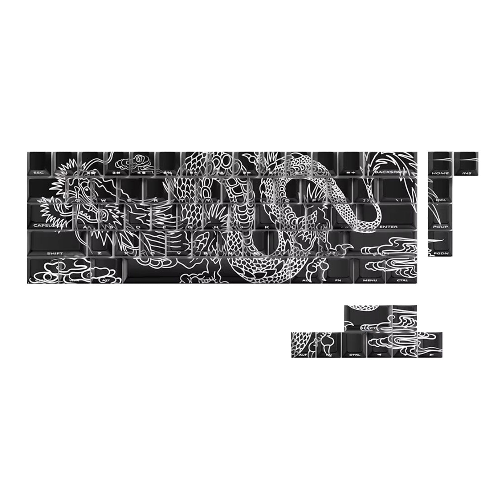 Keycaps 74Key Side Print Backlit Keycap Set Loong Dye Sublimations for 60 61 65 67 68 Keyboards