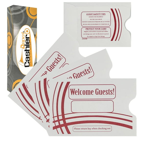 Keycard Envelope / Sleeve " Welcome Guests" Burgundy 2-3/8" x 3-1/2" 1000/Box