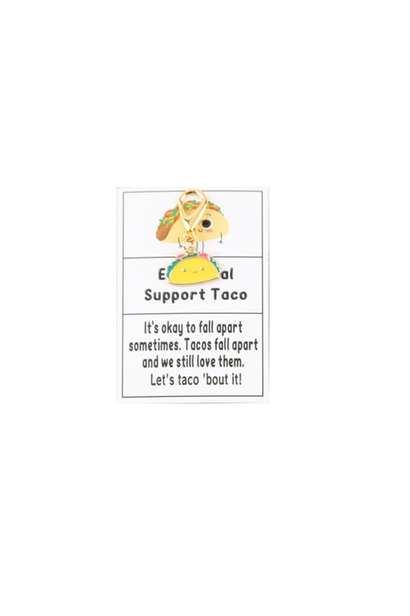 Keychain 10 Pack Emotional Support Taco Enamel Charm with Affirmation Cards for Everyday Carry and Gifting
