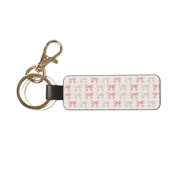 Keychain 6×3.1×1inpu Leather With Delicate Touch And Strong Recognition Is Used For Daily Travel, Work And Picnic Elegant Pastel Satin Ribbon Bow Pattern