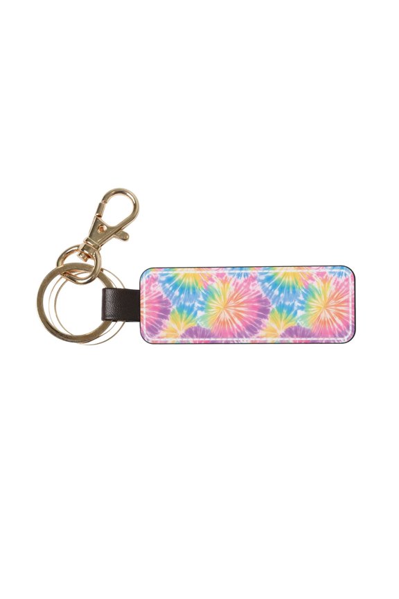 Keychain 63.11inpu Leather With Delicate Touch And Strong Recognition Is Used For Daily Travel, Work And Picnic Tie-Dye Pattern Rainbow Colors Tie-Dye Background_2