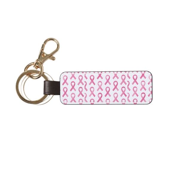 Keychain 6×3.1×1inpu Leather With Delicate Touch And Strong Recognition Is Used For Daily Travel, Work And Picnic Modern Pink Ribbon Pattern